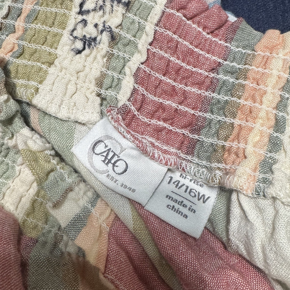Cato Womens Linen blend Wide Leg Pants 14/16W‎ beach multi colored stripes - Picture 4 of 5